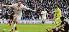  ?? Foto: afp ?? Gareth Bale hebt wieder ab: Der lange verletzte Waliser traf beim 2:0 Sieg von Real Madrid gegen Espanyol Barcelona.