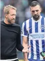  ??  ?? SUPPORTIVE Shane Duffy with boss Graham Potter