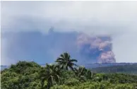  ?? AP PHOTO/MARCO GARCIA ?? Kilauea volcano erupts Friday in Kalapana, Hawaii. There were no immediate reports of major damage after a large earthquake struck Hawaii’s Big Island near a volcanic eruption that has forced residents to evacuate their homes.