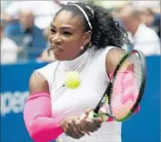  ?? Jason DeCrow Associated Press ?? SERENA WILLIAMS was fashionabl­e in pink during her third-round win over Johanna Larsson.