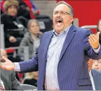  ?? AP PHOTO ?? Detroit Pistons head coach Stan Van Gundy argues a call against the Milwaukee Bucks during an NBA game in Detroit on Feb. 28.