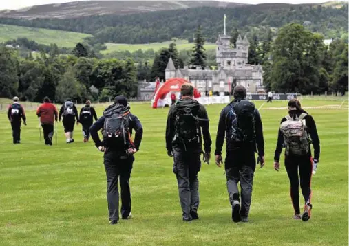  ??  ?? BEST FEET FORWARD: The Balmoral Challenge, at Balmoral Castle, here on the Queen’s estate in the Cairngorm National Park