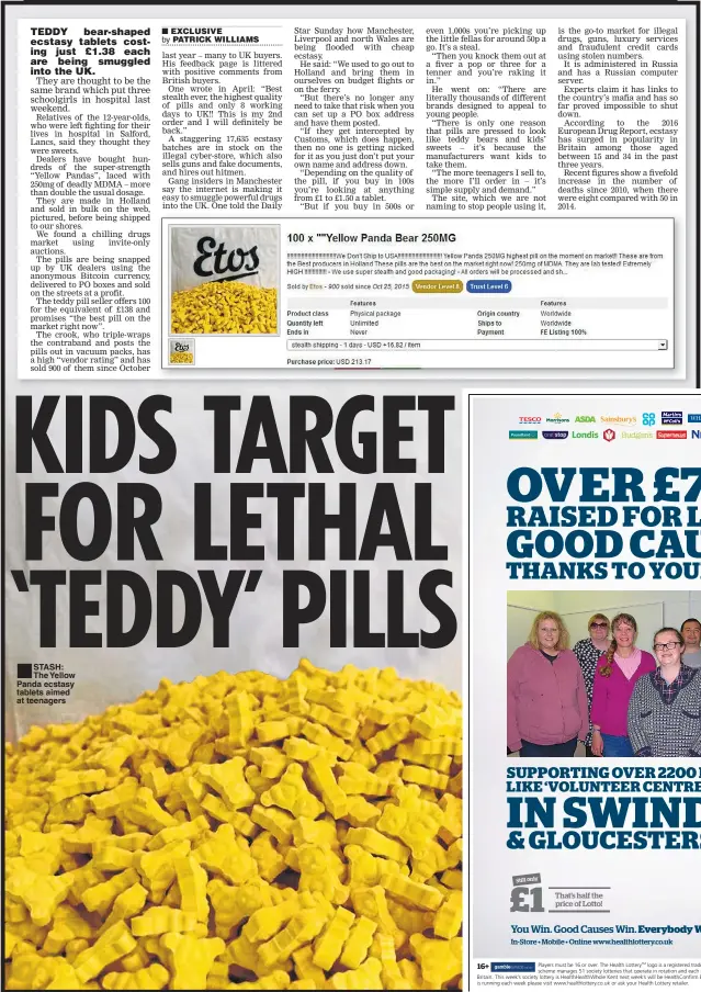  ??  ?? STASH: The Yellow Panda ecstasy tablets aimed at teenagers