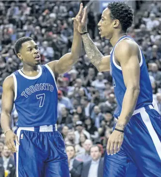  ?? CRAIG ROBERTSON/TORONTO ?? Raptors Kyle Lowry, left, and DeMar DeRozan will each be making their third all-star appearance this weekend. The NBA All-Star Game is scheduled for Sunday in New Orleans.