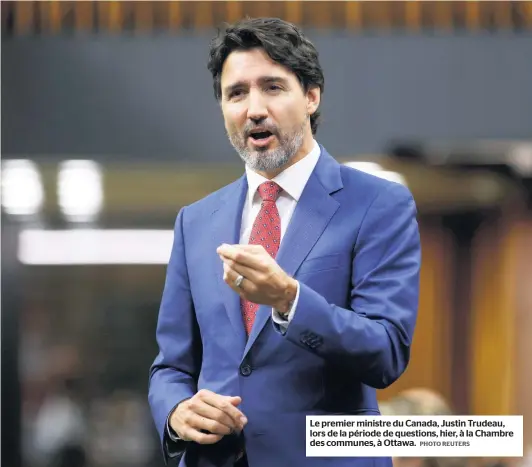  ?? PHOTO REUTERS ?? Le premier ministre du Canada, Justin Trudeau, lors de la période de questions, hier, à la Chambre des communes, à Ottawa.