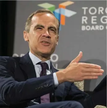  ?? BERNARD WEIL/TORONTO STAR ?? Mark Carney, the Bank of England’s governor, spoke to a large audience Friday morning alongside Environmen­t Minister Catherine McKenna during a breakfast hosted by the Toronto Region Board of Trade.
