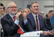  ?? (AP/Matt Dunham) ?? Jeremy Corbyn (left) and Keir Starmer attend a Labor Party campaign event in Harlow, England, last year.