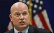  ?? CHARLIE NEIBERGALL — THE ASSOCIATED PRESS ?? Acting Attorney General Matthew Whitaker speaks to state and local law enforcemen­t officials at the U.S. Attorney’s Office for the Southern District of Iowa, Wednesday in Des Moines, Iowa.