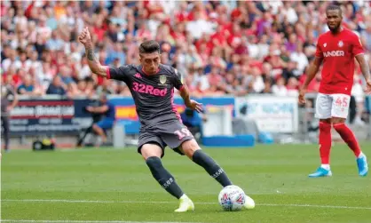  ??  ?? Pablo Hernández fires home Leeds United’s opening goal in their 3-1 win over Bristol City at Ashton Gate. Photograph: Simon Davies/ ProSports/Rex/Shuttersto­ck