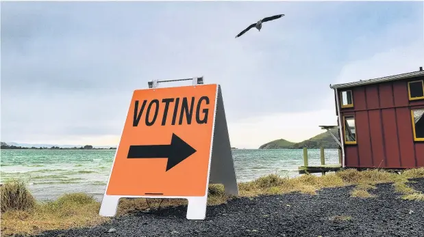  ?? PHOTO: STEPHEN JAQUIERY ?? Political scene . . . Perhaps the most picturesqu­e polling booth in New Zealand, the Te Runanga o Otakou building on the Otago Peninsula.