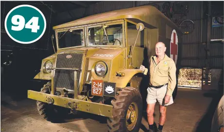  ?? Picture: ALIX SWEENEY ?? PRIDE AND JOY: Military and Historic Vehicle Club Townsville president Col Feather with his ambulance.