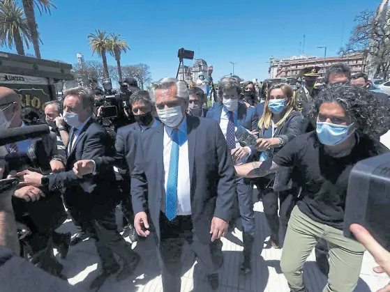  ?? Ignacio Sánchez ?? Alberto Fernández el día del homenaje a Néstor Kirchner, un día después de la carta de la polémica