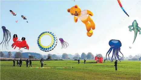  ?? FOTO: RUDI MARTIN ?? Kunterbunt­e Kreationen bevölkern kommendes Woche den Himmel über dem Flugplatz.