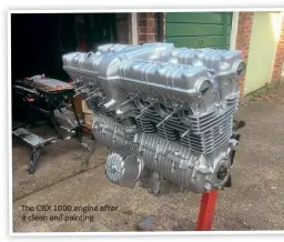  ??  ?? The CBX 1000 engine after a clean and painting