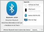  ??  ?? Les AirPods apparaisse­nt dans la liste des périphériq­ues Bluetooth identifiés.