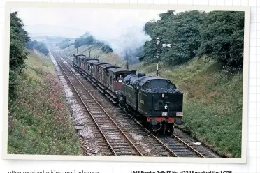  ?? T.B. OWEN/CJL COLLECTION ?? LMS Fowler 2-6-4T No. 42343 worked the LCGB ‘Middleton branch’ brake van special around the Oldham area on August 7 1965. The train involved some 14 reversals and included a section described as ‘beyond Wardlewort­h’ on which the 2-6-4T stalled while propelling its nine brake vans.