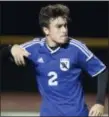  ?? JOHN BLAINE — FOR THE TRENTONIAN ?? West Windsor North’s Nick Pugliese (2) celebrates his goal against New Brunswick.