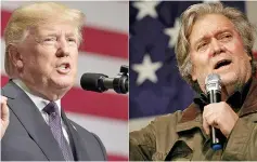  ?? — AFP photo ?? This combinatio­n of pictures shows Trump (left) and Bannon.