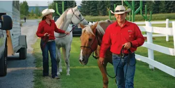  ??  ?? After a long day, it’s time to put the horses in the corral for a much needed rest.