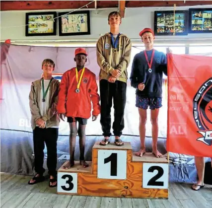  ?? Picture: SUPPLIED ?? TOP GUNS: The winners of the U16 Grom Games were, first, Dane Pearson (BC), second Jesse Cameron (NMB), third Alex Carolus (NMB) and fourth Ethan Pearson (BC)