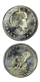  ?? COURTESY GREATCOLLE­CTIONS.COM ?? Susan B. Anthony in 1979 was the first woman to appear on circulatin­g U.S. coinage, shown here on the dollar coin.