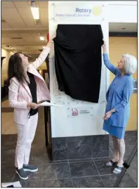  ??  ?? Suzanne Peyton and Jane Wayland unveil the plaque.