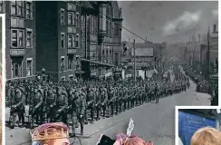  ?? BOB TAYLOR/MILWAUKEE JOURNAL ?? Troops march through Milwaukee after World War I.