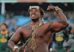  ??  ?? ZULU WARRIOR: Joshua Nkosi, South Africa’s ‘Impi’, will fire the temperatur­e to boiling point before the kick-off at today’s Test between the Springboks and France.