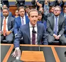  ??  ?? Facebook Chief Mark Zuckerberg testifying before the House Financial Services Committee on Wednesday.
AFP