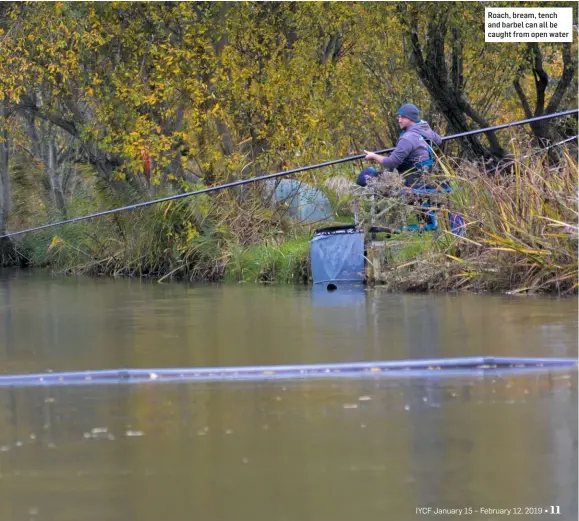  ??  ?? Roach, bream, tench and barbel can all be caught from open water