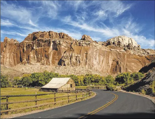  ?? Deborah Wall Las Vegas Review-Journal ?? The Gifford Homestead Barn sits along the seven-mile scenic drive in Southern Utah’s Capitol Reef National Park.