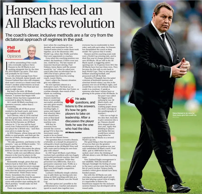  ?? REUTERS ?? Steve Hansen is far smarter than many give him credit for.