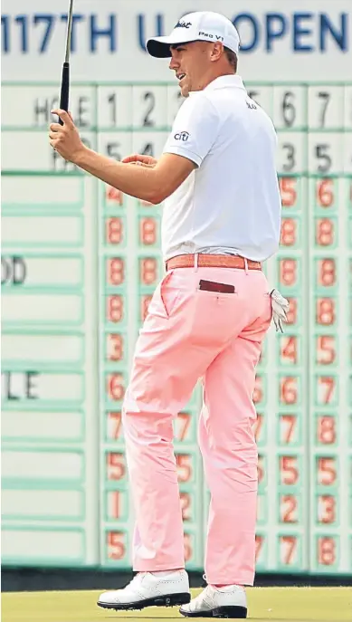  ??  ?? Justin Thomas shot a stunning nine-under 63 to equal the lowest round recorded in a Major.