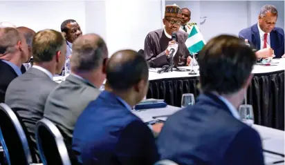  ?? Photo: State House ?? President Muhammadu Buhari (2nd right) in a roundtable meeting with Dutch chief executive officers in Rotterdam, Netherland­s yesterday