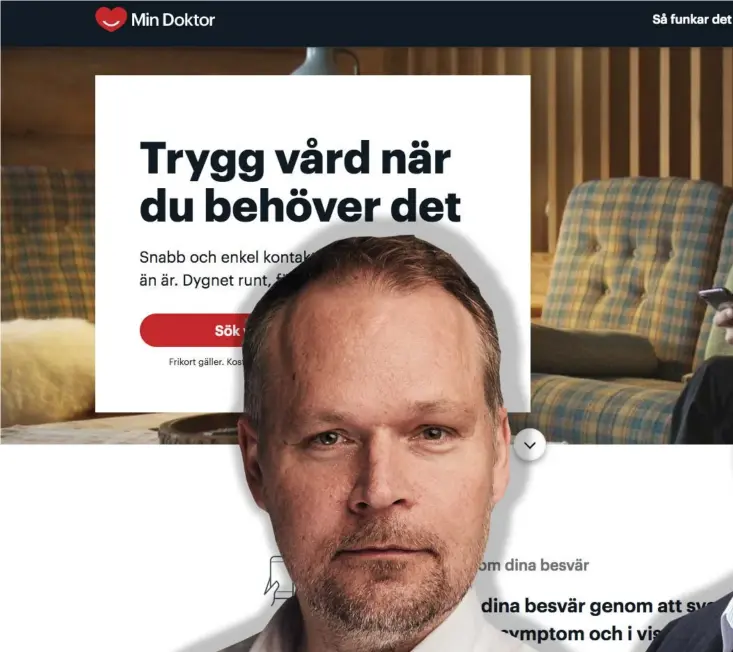  ??  ?? OLIKA BILDER. Närsjukvår­dsnämndens ordförande Tommy Rydfeldt (L), till höger på bilden, tycker Region Hallands utvärderin­g ger en bra bild av riskerna med digitala läkarebesö­ker, medan Min