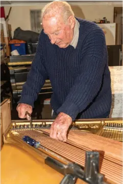  ??  ?? LEFT Looking more like instrument­s of torture, Stuart’s piano tuning case is full of tools of the trade.
OPPOSITE Stuart’s workshop is convenient­ly situated in a garage at his home. An Aladdin’s cave for any piano restorer, his ‘office’ even has room for a grand piano.