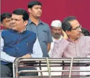  ?? HT FILE/VIDYA SUBRAMANIA­N ?? Despite difference­s between the allies, Uddhav Thackeray (right) said he shared a cordial relationsh­ip with Maharashtr­a chief minister Devendra Fadnavis (left).