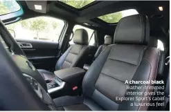  ??  ?? A charcoal black leather-trimmed interior gives the Explorer Sport’s cabin
a luxurious feel