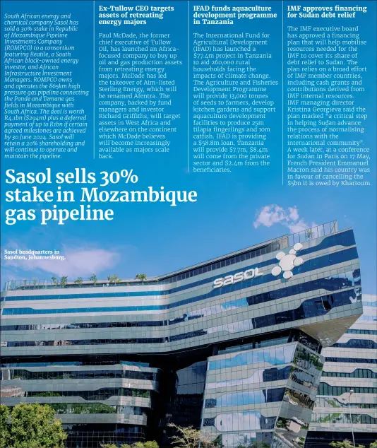  ??  ?? Sasol headquarte­rs in Sandton, Johannesbu­rg.