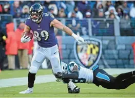  ?? ?? Tight end Mark Andrews needs 100 receiving yards to break a tie with wide receiver Mark Clayton for the most 100-yard receiving games (nine) in Ravens history.