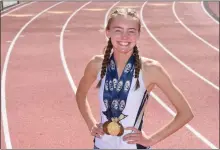  ?? PETE BANNAN — DAILY LOCAL NEWS ?? West Chester Rustin’s Maddie Miller, the 2022Daily Local News Girls Track and Field Athlete of the Year, is a key returnee for the Golden Knights this spring.