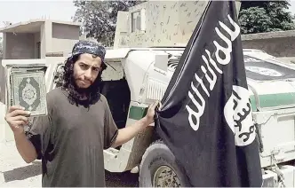  ??  ?? An undated picture from the Feb 2015 issue 7 of the Islamic State (IS) group online English-language magazine Dabiq shows 27-year-old leading Belgian IS militant Abdelhamid Abaaoud, also known as Abu Umar Al-Baljiki. —AFP