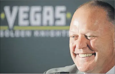  ?? AP PHOTO ?? Gerard Gallant listens during a news conference Thursday after being introduced as the Vegas Golden Knights first head coach.