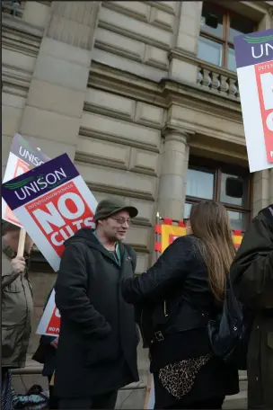  ??  ?? Unison members have been protesting at the City Chambers over council cuts