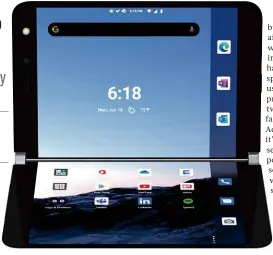  ??  ?? ABOVE The vivacious AMOLED screens can combine to form a single “8.1in tablet”