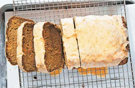  ?? YOSSY AREFI/THE NEW YORK TIMES ?? With its sunny lemon glaze, this one-bowl carrot loaf cake is as easy to eat as it