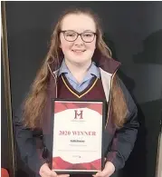  ??  ?? Drouin Secondary College year nine student Gabby Dawson has been rewarded for her talent and hard work with a two-year academic scholarshi­p.