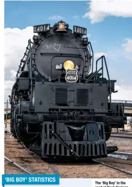  ??  ?? The ‘Big Boy’ in the yard at Rock Springs, Wyoming, complete with a rendition of the famous chalk scrawl that gave the class its memorable moniker.