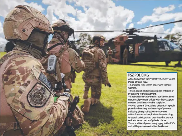  ??  ?? The Queensland Police Service Special Emergency Response Team have expanded powers during the Games and (below) Deputy Commission­er Steve Gollschews­ki.