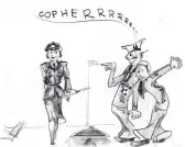  ??  ?? The two policewome­n cartoons created by ‘‘Forsyth’’.